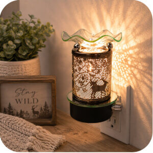 Deer Woodland Scene Plug-In Nightlight Wax & Oil Warmer (Adjustable Dial)