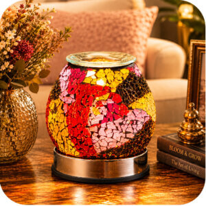 Red Crackle Mosaic Glass Electric Wax & Oil Warmer (Touch Control)