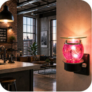 Pink Crackle Glass Plug-In Wax & Oil Warmer (Adjustable Dial)