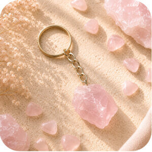 Rose Quartz Crystal Keychain