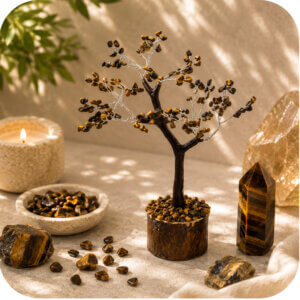 8″ Tigers Eye Gemstone Tree