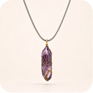 Amethyst Copper Wrapped Tree of Life Point Necklace