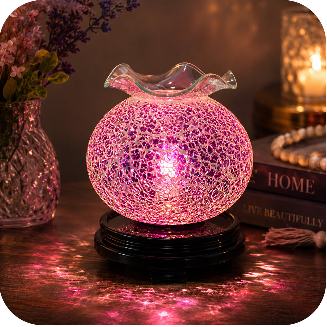 Pink Mosaic Electric Wax & Oil Warmer (Adjustable Dial)
