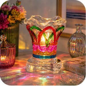 Multicolor Glass Electric Wax & Oil Warmer (Adjustable Dial)