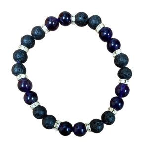 Amethyst and Beaded Lava Bracelet