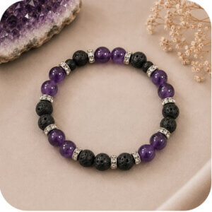 Amethyst and Lava Rock Bracelet