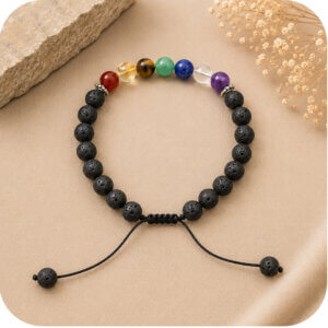Adjustable Chakra and Lava Rock Bracelet