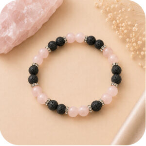 Rose Quartz & Lava Rock Bracelet