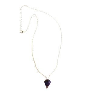 Amethyst Diamond Point With Silver Necklace