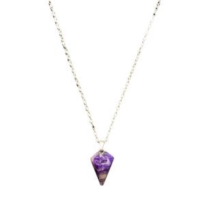 Amethyst Diamond Point on a silver chain necklace