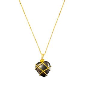 Black Onyx Wire Wrapped Heart Necklace