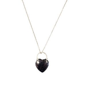Blue Goldstone Heart Necklace