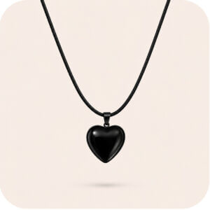 Black Onyx Crystal Heart Neclace