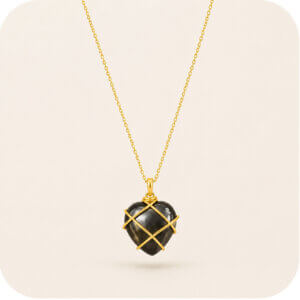 Black Onyx Wire Wrapped Heart Necklace