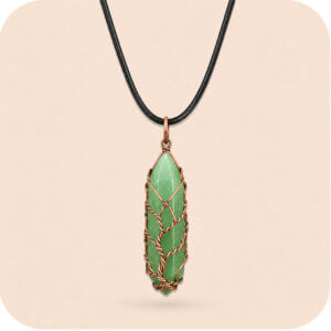 Green Aventurine Wrapped Tree of Life Necklace