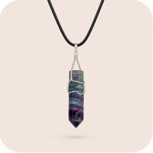 Rainbow Fluorite Wrapped Point Necklace