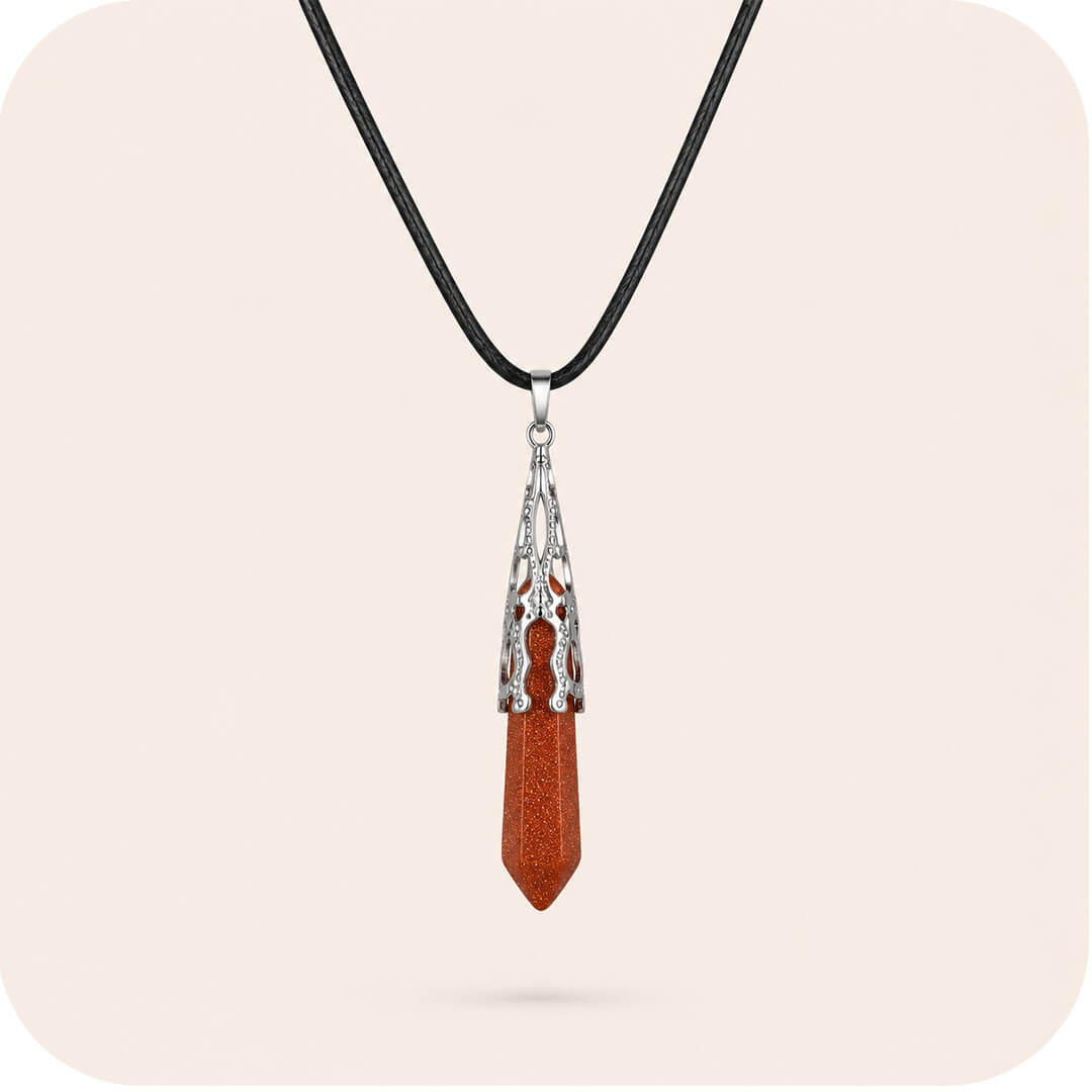 Red Goldstone Long Point Necklace