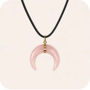 ROSE QUARTZ CRYSTAL CRESCENT MOON NECKLACE