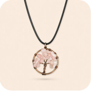 Rose Quartz Copper Tree of Life Necklace