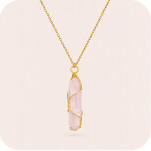 Wire Wrapped Rose Quartz Necklace
