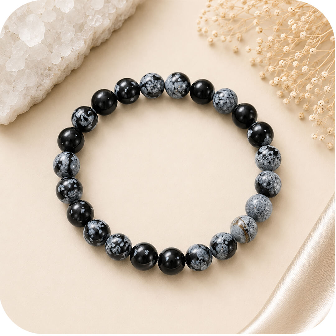 Snow Flake Obsidian Bracelet