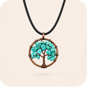 Turquoise Copper Tree of Life Necklace