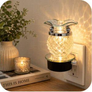 Clear Faceted Glass Plug-In Wax & Oil Warmer (Adjustable Dial)