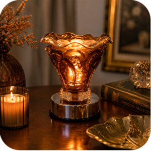 Amber Hobnail Glass Electric Wax & Oil Warmer (Touch Control)