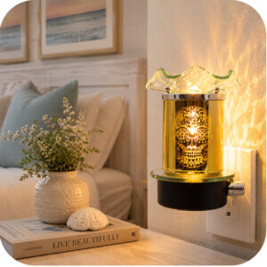 Sugar Skull Plug-In Wax & Oil Warmer (Adjustable Dial)