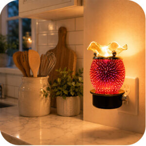Red Radiant Glass Plug-In Wax & Oil Warmer (Adjustable Dial)