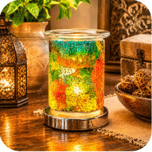 Multicolor Mosaic Glass Electric Wax & Oil Warmer (Touch Control)
