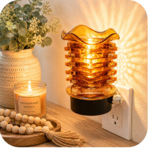 Amber Glass Plug-In Wax & Oil Warmer (Adjustable Dial)