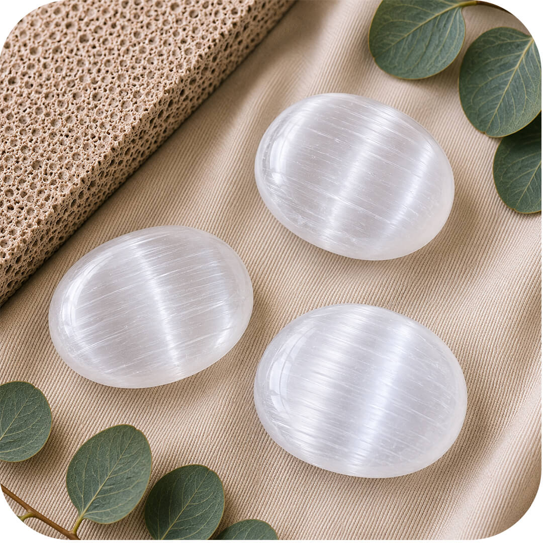 Selenite Palm Stone