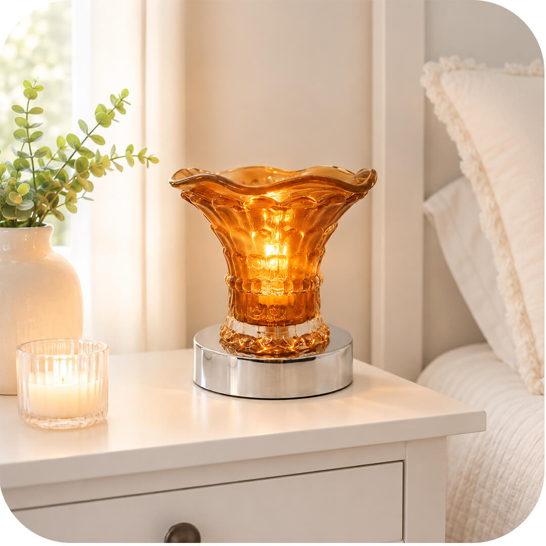 Amber Glass Electric Wax & Oil Warmer (Touch Control)